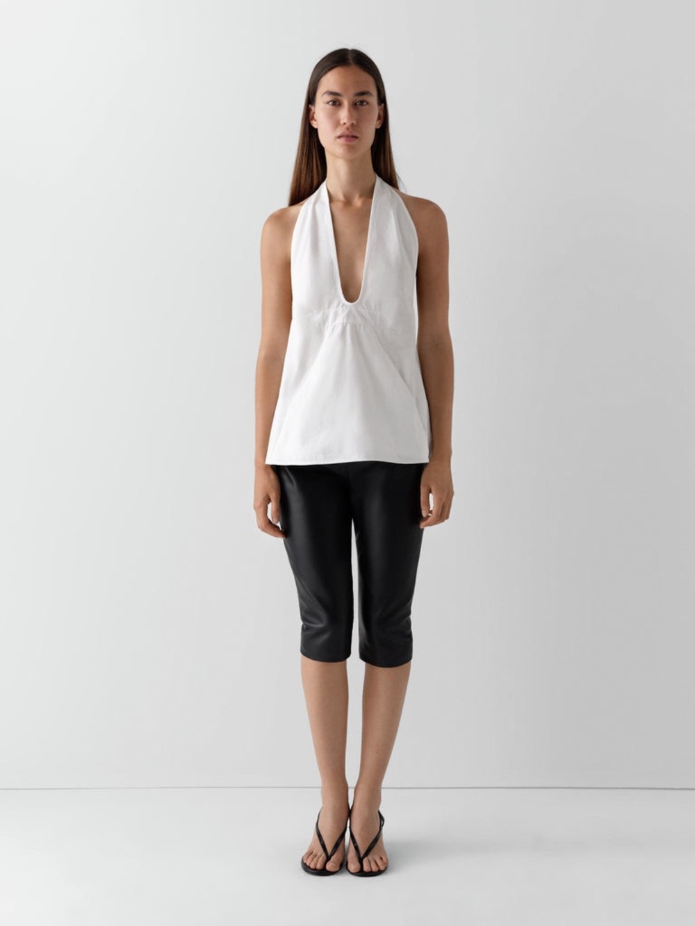 Gimaguas White Deep V Halter Tank Top